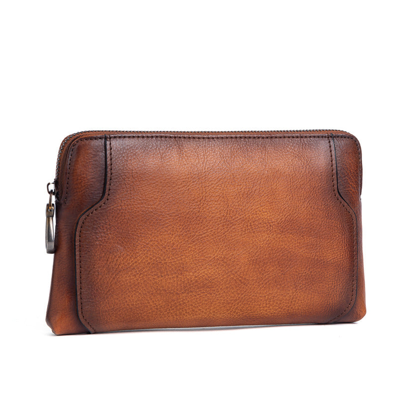 Men's Clutch Bag Genuine Cowhide Leather Retro Casual Men's Bag