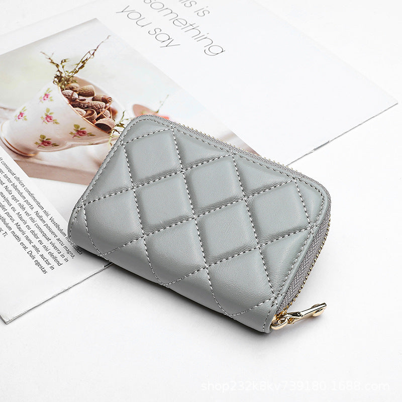 Ladies Short Wallet Women Multifunctional Folding Women's Wallet Check Simple Sheep Leather Coin Purse Ladies Wallet