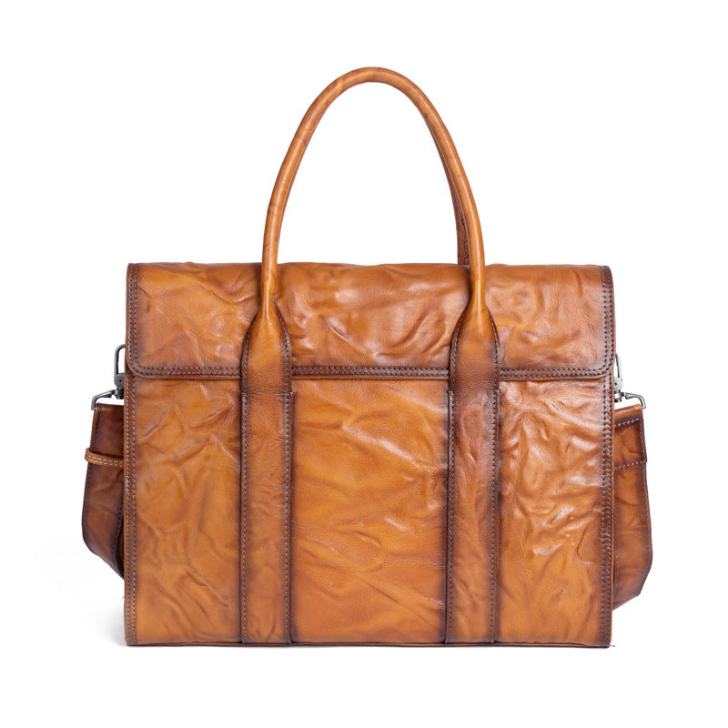 Men's Briefcase Genuine Cowhide Leather Casual Bag Travel Bag for Men