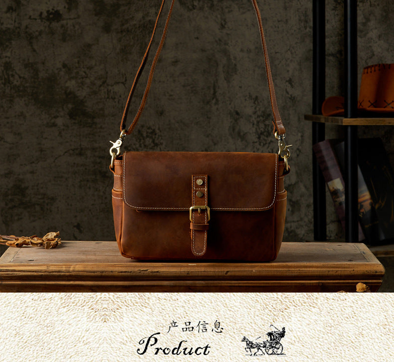 Men's Shoulder Bag Made of Genuine Cowhide Leather Original Handmade Casual Crossbody Bag Messenger Bag for Men
