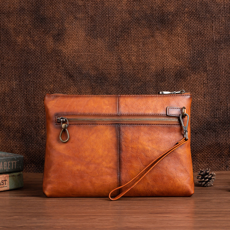 Men's Clutch Bag Genuine Cowhide Leather Casual Men's Handbag