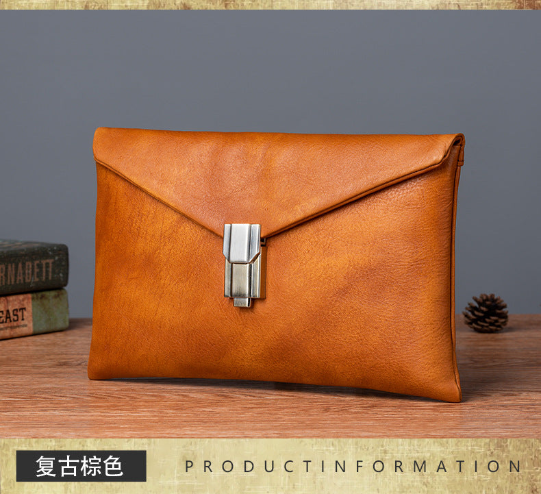 Men's Clutch Bag Cowhide Genuine Leather Retro Casual Men's Handbag