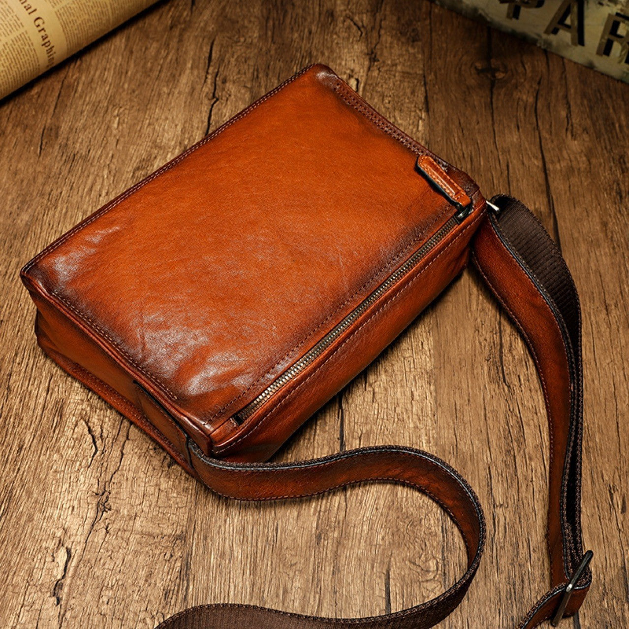 Men's Shoulder Bag Genuine Cowhide Leather Casual Bag Men's Crossbody Bag