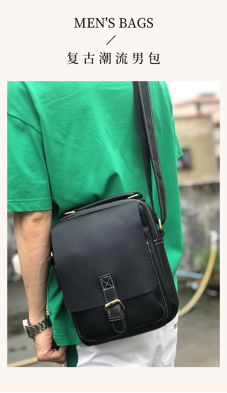 Men's Shoulder Bag Cowhide Multifunctional Waist Pouch Smartphone Pouch Crossbody Bag for Men
