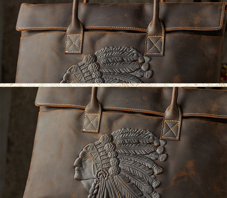 Men's handbag handbag handmade cowhide crazy horse business trip portable business casual men's briefcase thin computer bag