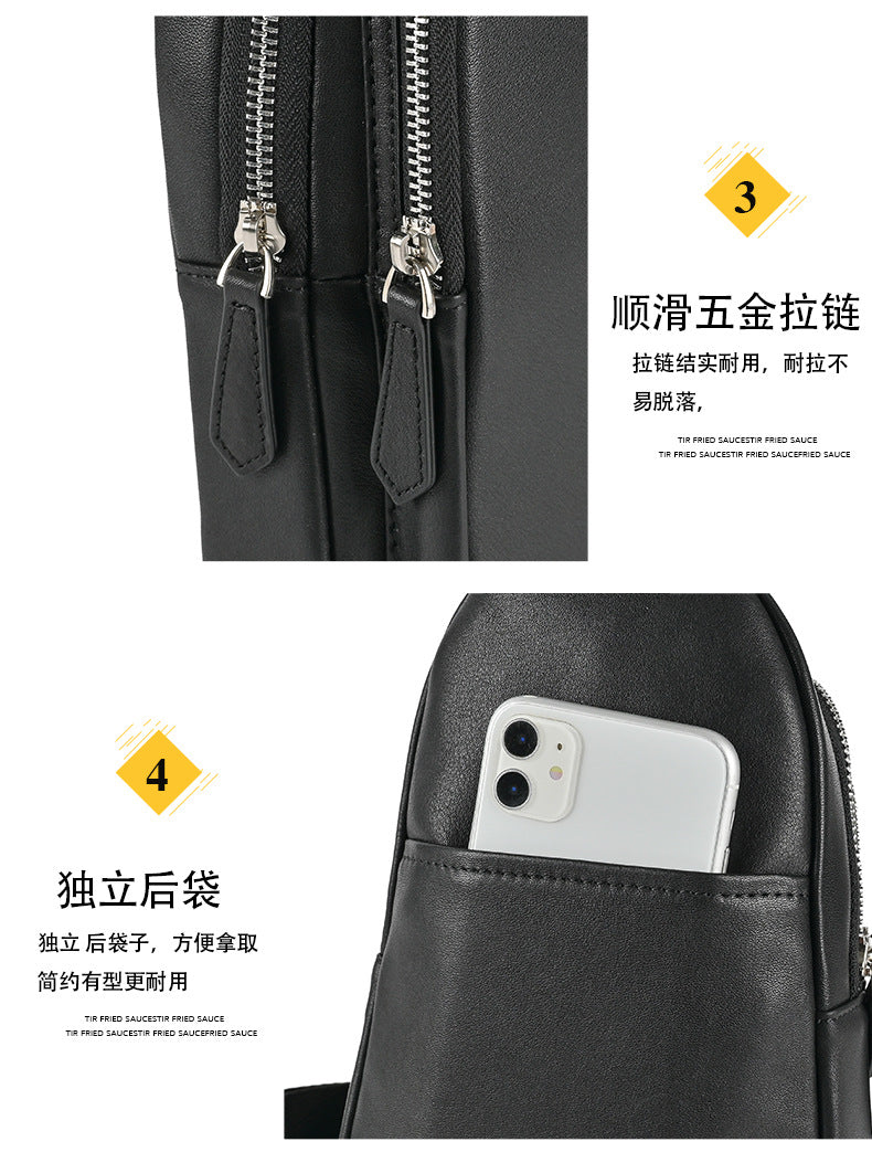 Men's bust bag Genuine cowhide leather retro casual men's crossbody bag smartphone pouch