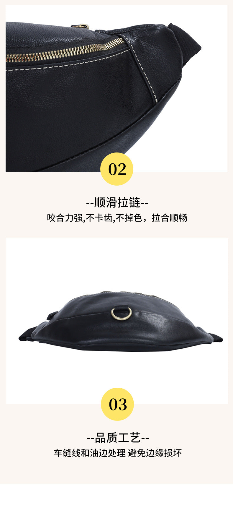 Men's Crossbody Bag Cowhide Genuine Leather Retro Fashion Business Commuter Waist Pouch for Men
