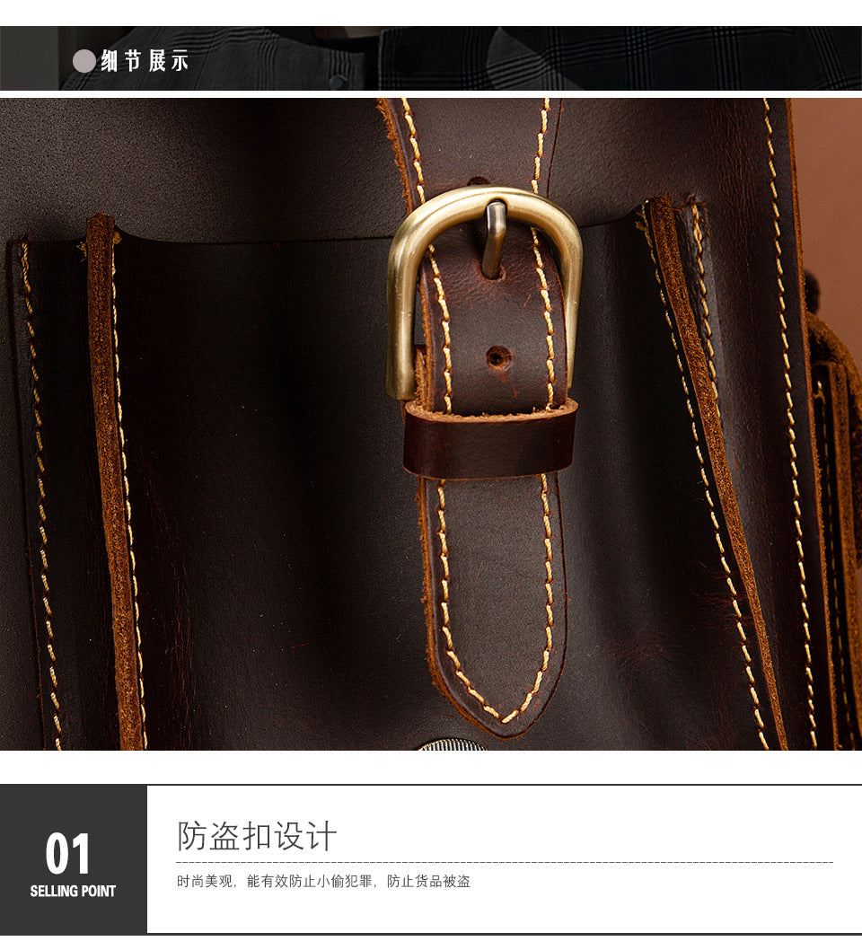 Men's Briefcase Handbag Cowhide Genuine Leather Retro Business Computer Bag for Men