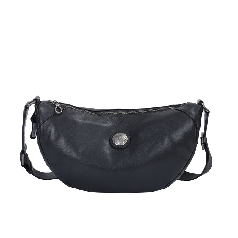 Men's bust bag crossbody bag genuine cowhide leather large capacity casual fashion shoulder bag for men