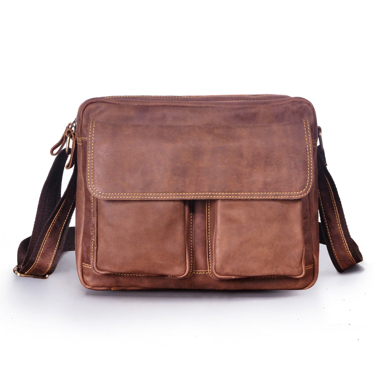 Men's Briefcase Genuine Cowhide Leather Retro Crossbody Bag Men's Shoulder Bag Computer Bag