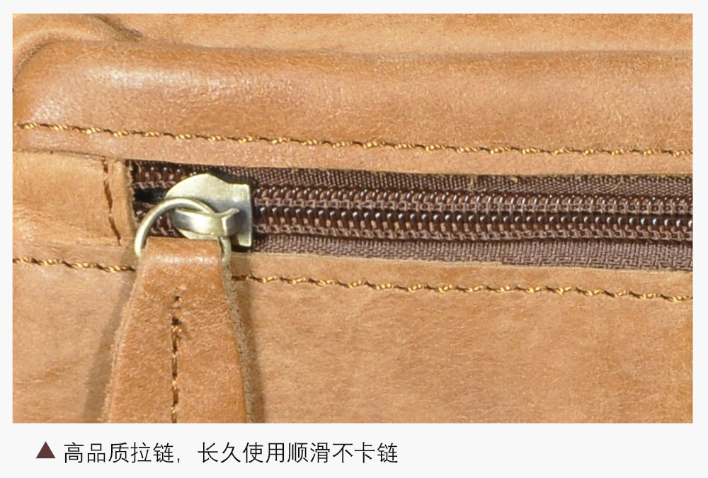 Men's Waist Pouch Cowhide Genuine Leather Simple Fashion Retro Outdoor Men's Bust Bag Shoulder Bag