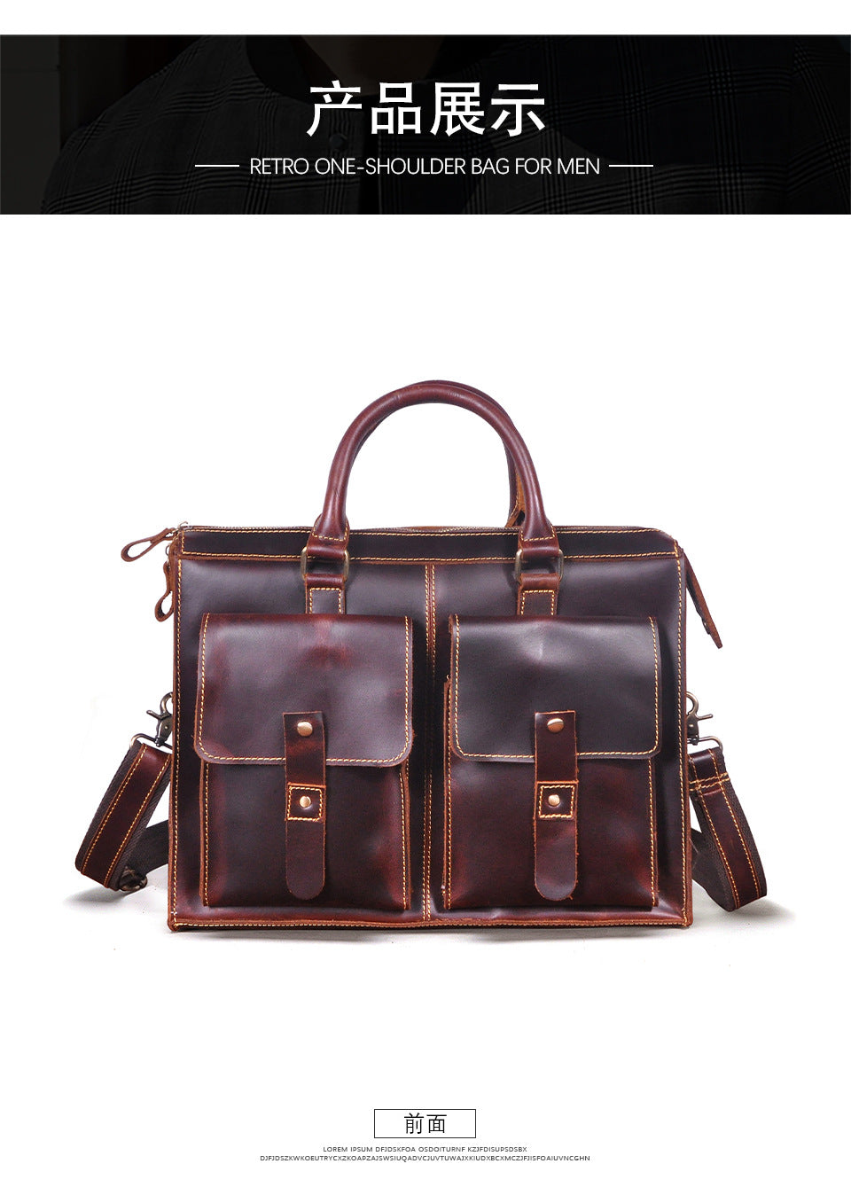Men's Handbag Briefcase Cowhide Genuine Leather Retro Business Men Computer Bag