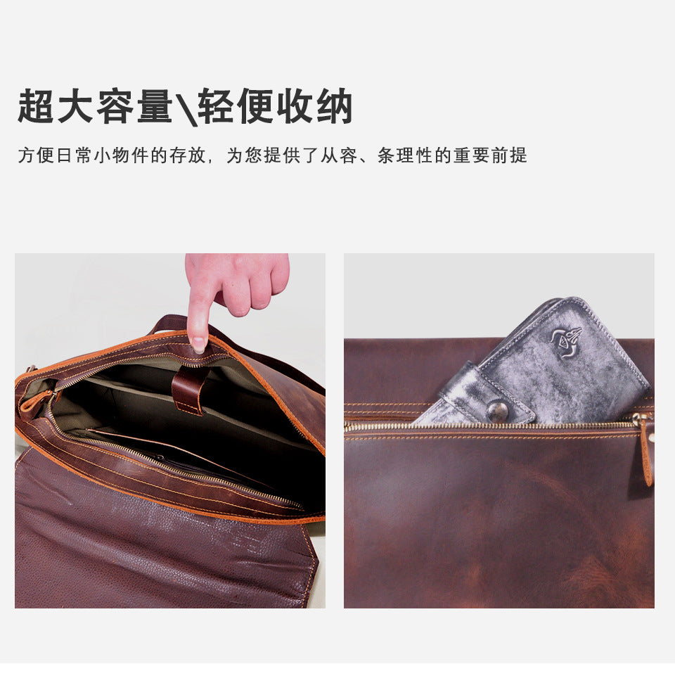 Men's Crossbody Bag Cowhide Genuine Leather Retro Men's Shoulder Bag