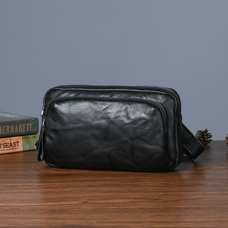 Men's Crossbody Bag Cowhide Genuine Leather Retro Casual Versatile Male Shoulder Bag Clutch Bag