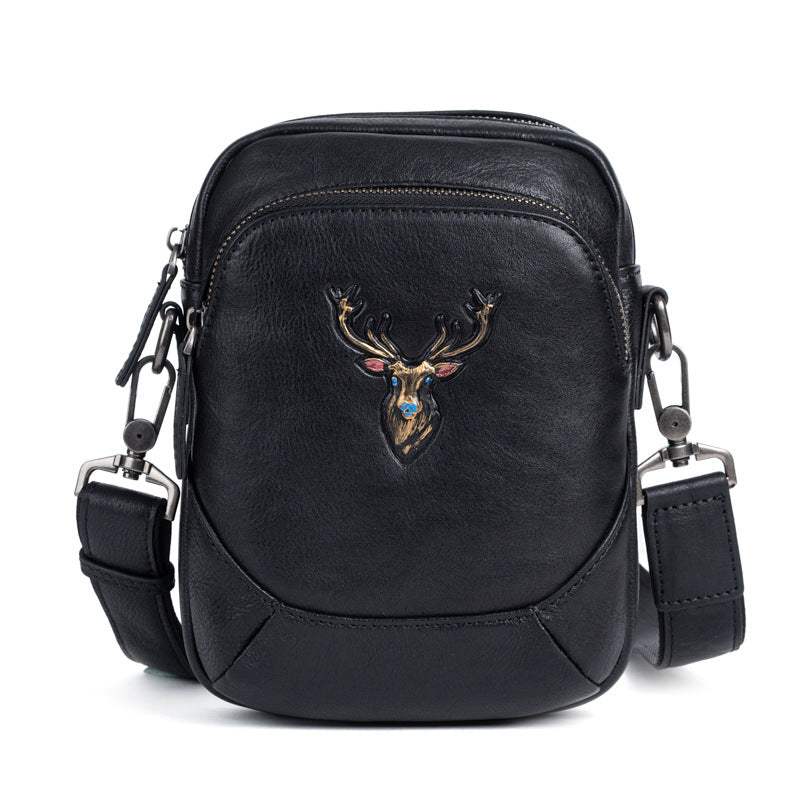 Men's Bust Bag Versatile Cowhide Genuine Leather Retro Casual Crossbody Bag for Men