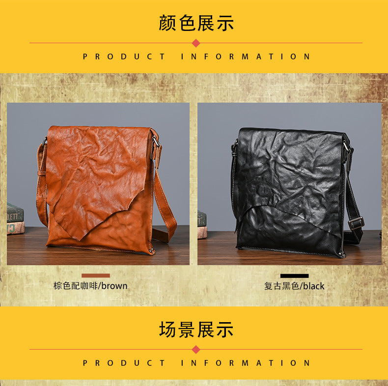 Men's Shoulder Bag Genuine Cowhide Leather Fashion Crossbody Bag for Men