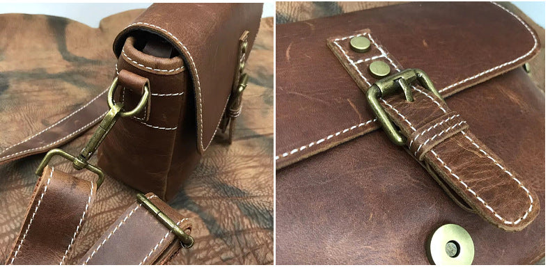 Men's Shoulder Bag Cowhide Casual Fashion Bust Bag Mobile Phone Bag Crossbody Bag Messenger Bag for Men