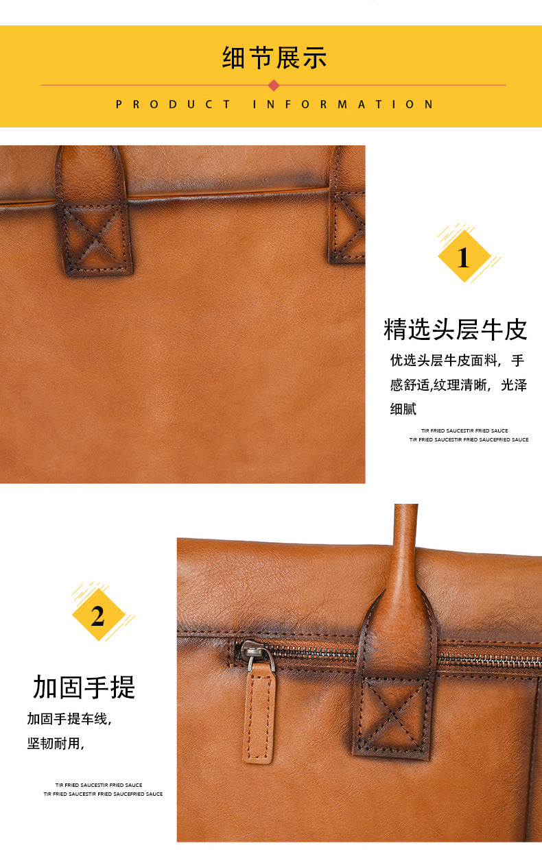 Men's Briefcase Cowhide Genuine Leather Office Bag Men's Handbag