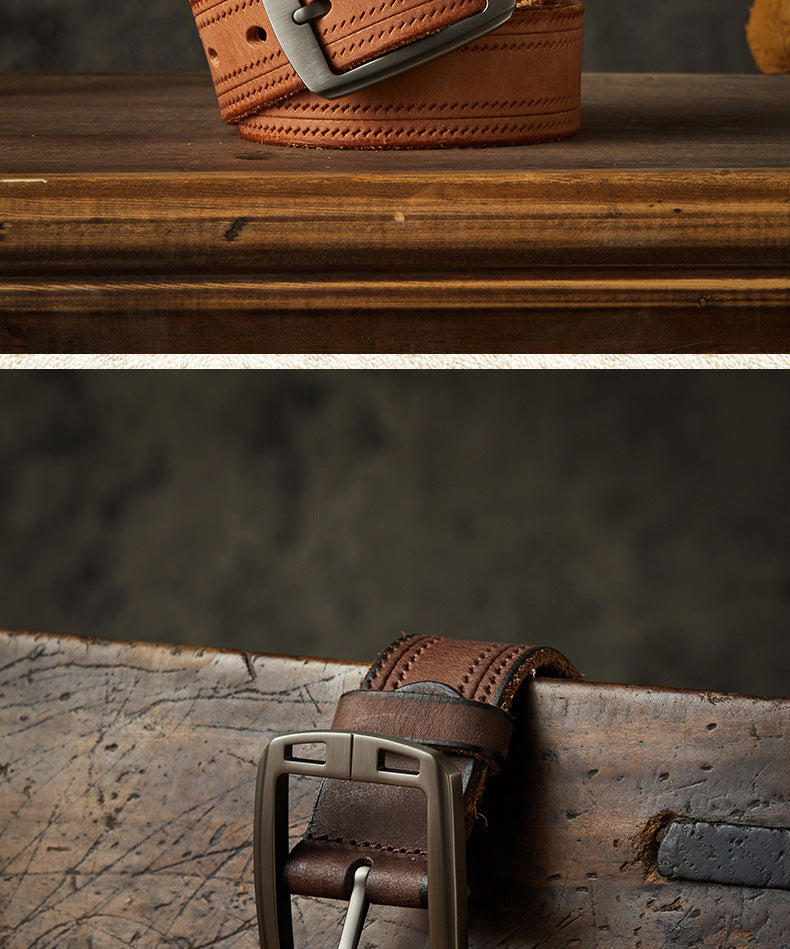 Men's Belt Handmade Fashion Casual Stainless Steel Needle Buckle Men's Belt