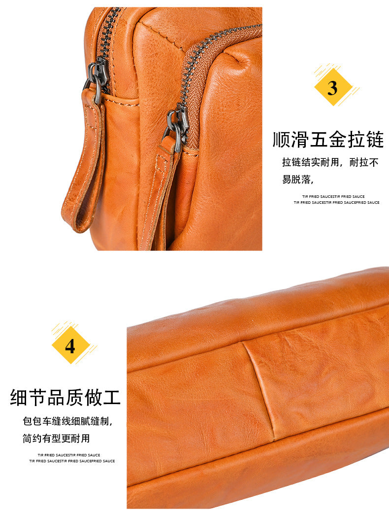 Men's Crossbody Bag Cowhide Genuine Leather Retro Casual Versatile Male Shoulder Bag Clutch Bag