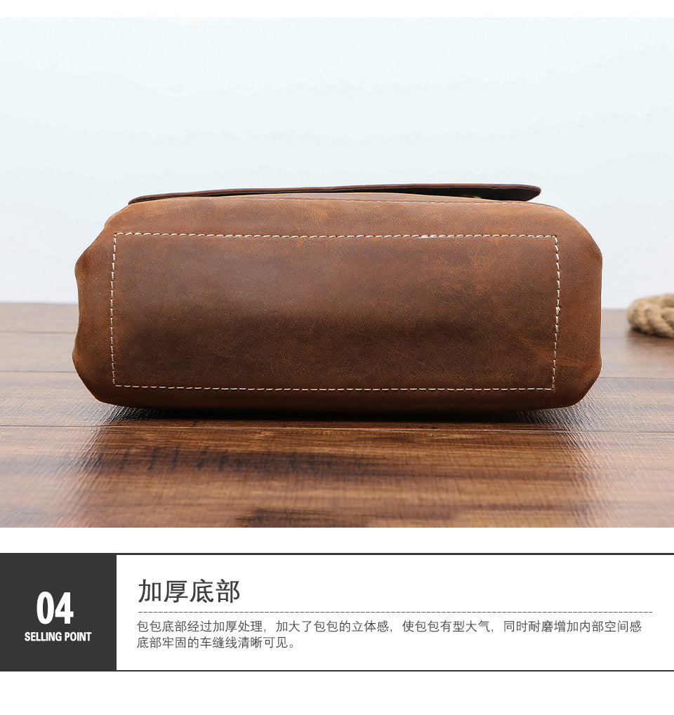 Men's Briefcase Cowhide Genuine Leather Retro Business Men Computer Bag