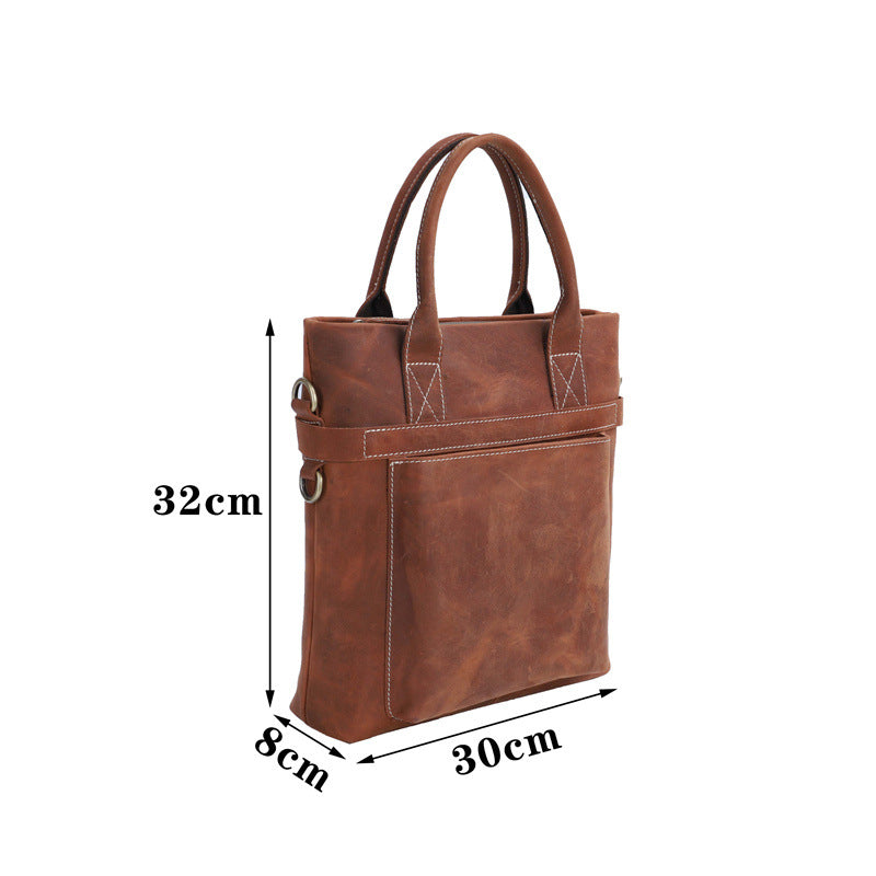Men's Shoulder Bag Genuine Cowhide Leather Casual Business Crossbody Bag for Men
