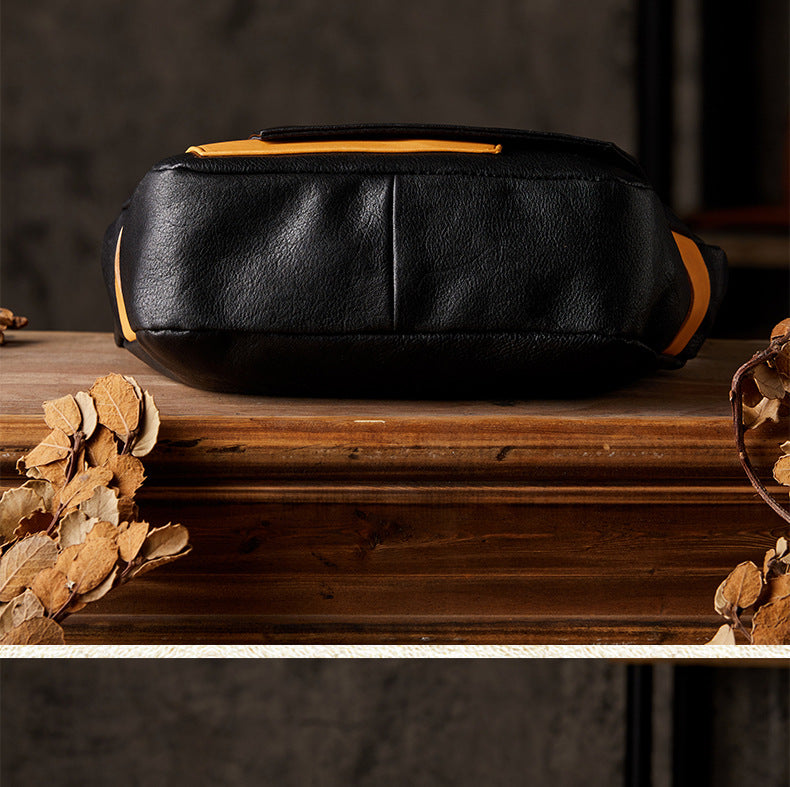 Men's Shoulder Bag Handcrafted Genuine Cowhide Leather Retro Casual Fashion Messenger Bag Crossbody Bag