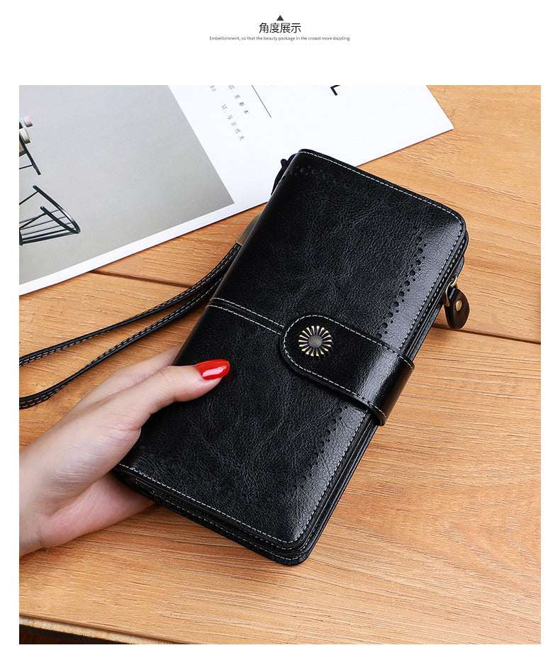 Wallet Women's Bag Wallet Openwork Genuine Leather Long Wallet Clutch Bag Women's Wallet