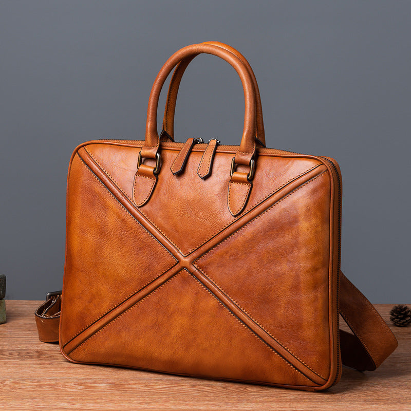Men's Briefcase Genuine Leather Cowhide Retro Casual Men Handbag