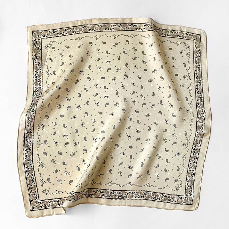 Silk scarf printed pattern small scarf women cashew nut flower temperament ornament neckerchief