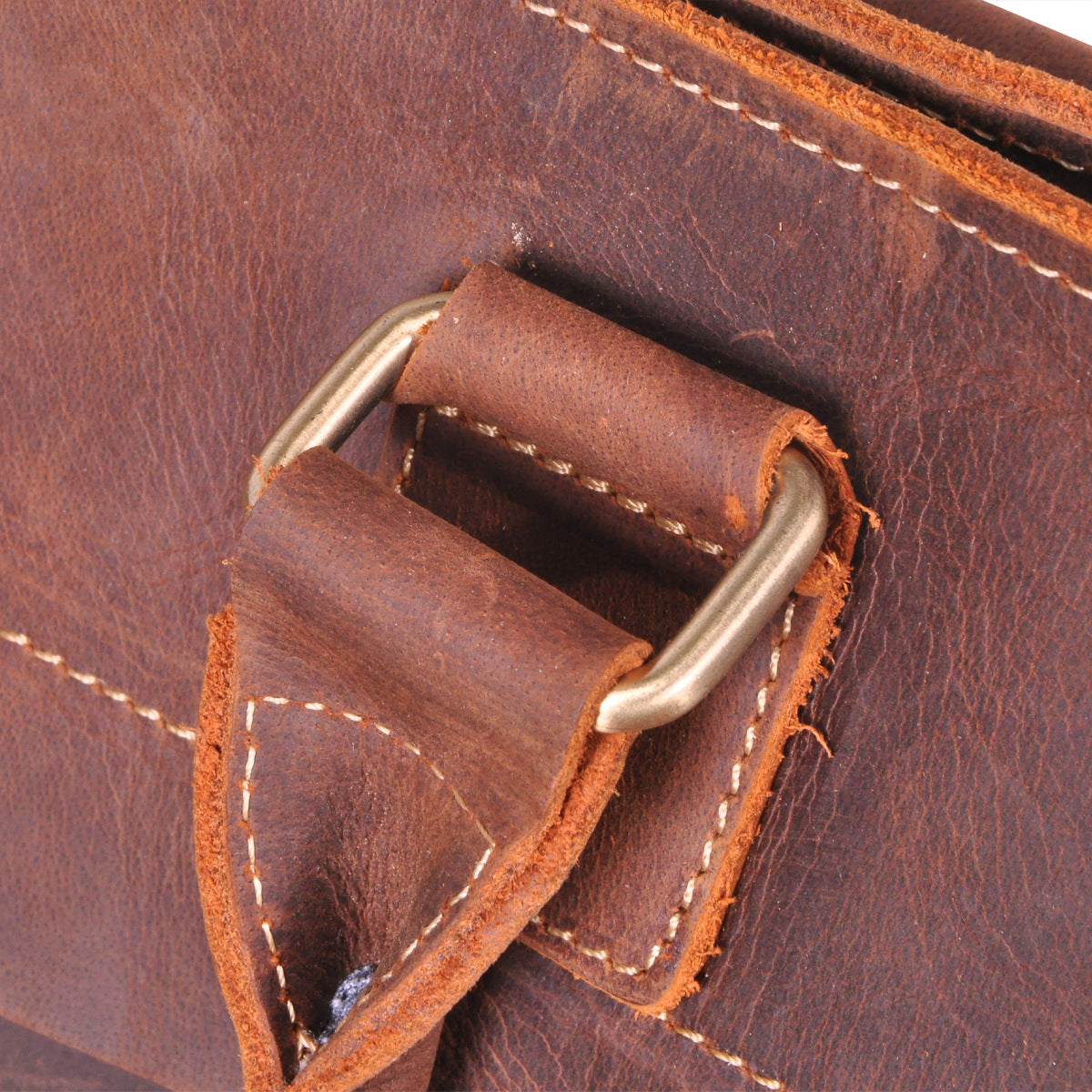 Men's Briefcase Handbag Cowhide Genuine Leather Retro Business Men Computer Bag