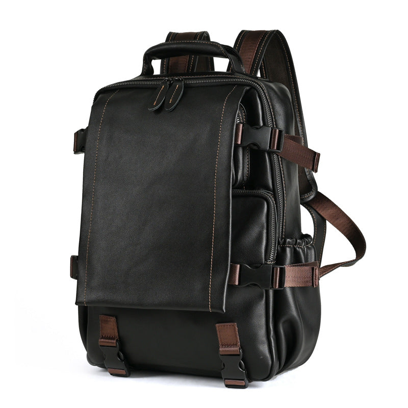 Men's backpack cowhide genuine leather business casual computer bag fashion large capacity travel bag for men