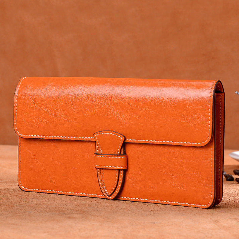 Ladies wallet large capacity clutch bag casual wallet retro simple long wallet