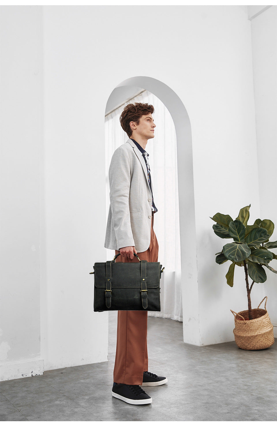 Men's handbag genuine cowhide leather business briefcase men's computer bag