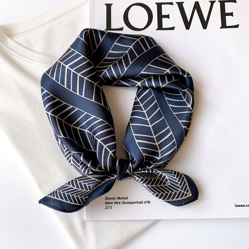 Silk scarf elegant temperament small scarf high quality geometric pattern decorative scarf ladies