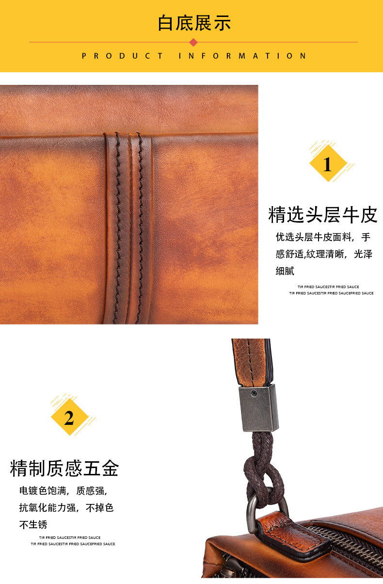 Men's Clutch Bag Genuine Cowhide Leather Retro Casual Men Bag
