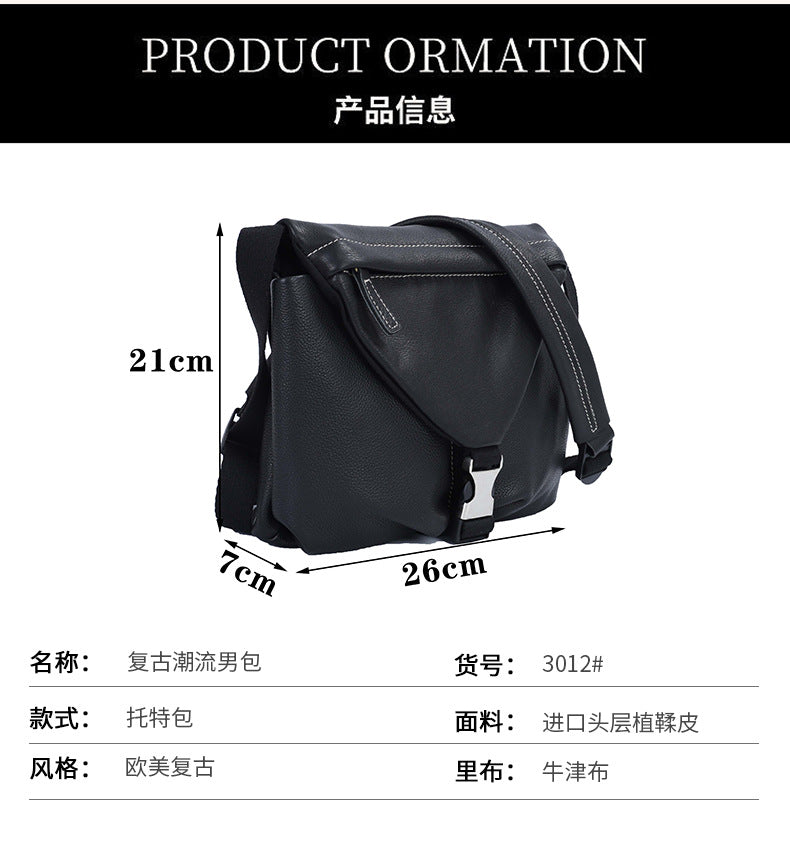 Men's Shoulder Bag Cowhide Soft Leather Casual Business Large Capacity Crossbody Bag for Men