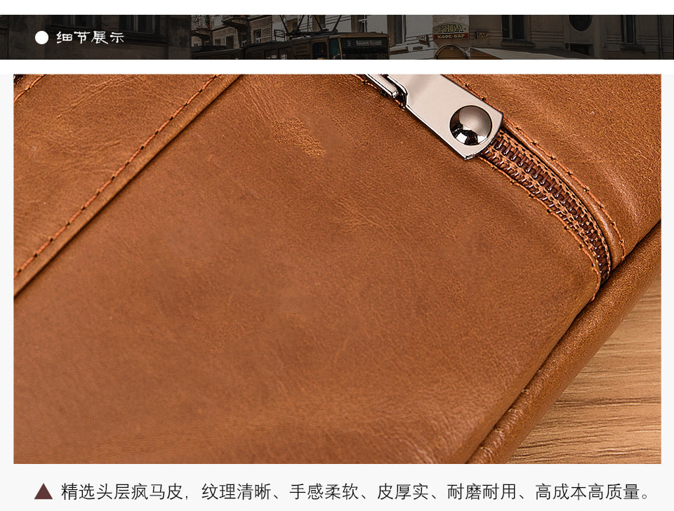 Men's Waist Pouch Cowhide Genuine Leather Retro Fashion Casual Outdoor Men's Bag