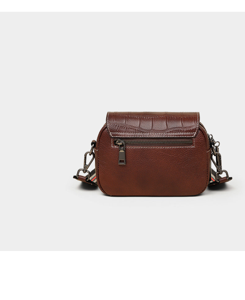 Genuine Leather Bag Women's Fashion Broadband Fish Pattern Casual Retro Shoulder Bag.Pochette