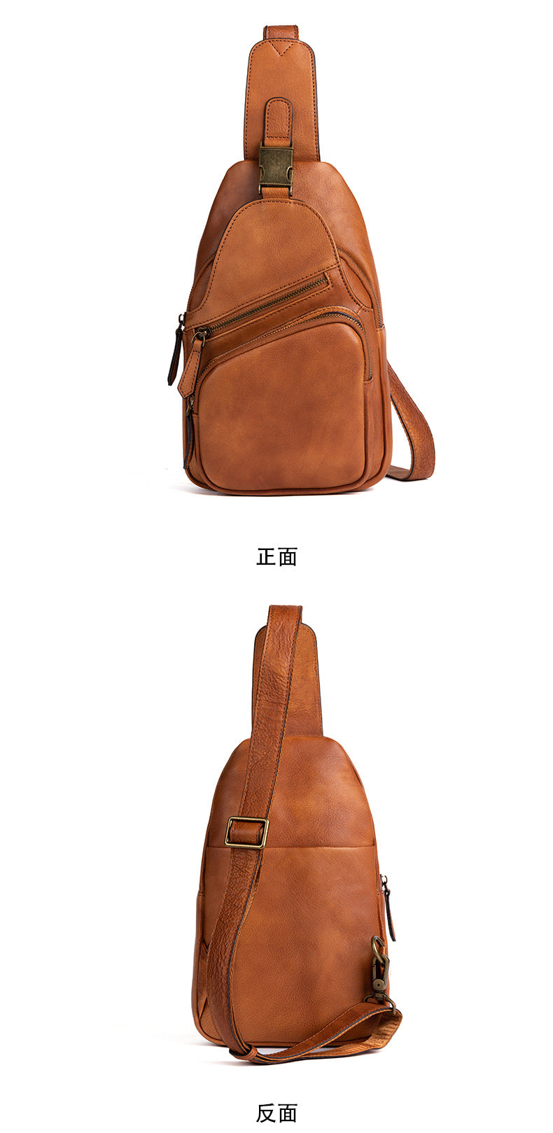 Men's bust bag Genuine cowhide leather retro crossbody bag for men