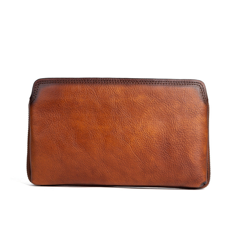 Men's Clutch Bag Genuine Cowhide Leather Practical Retro Casual Men Bag