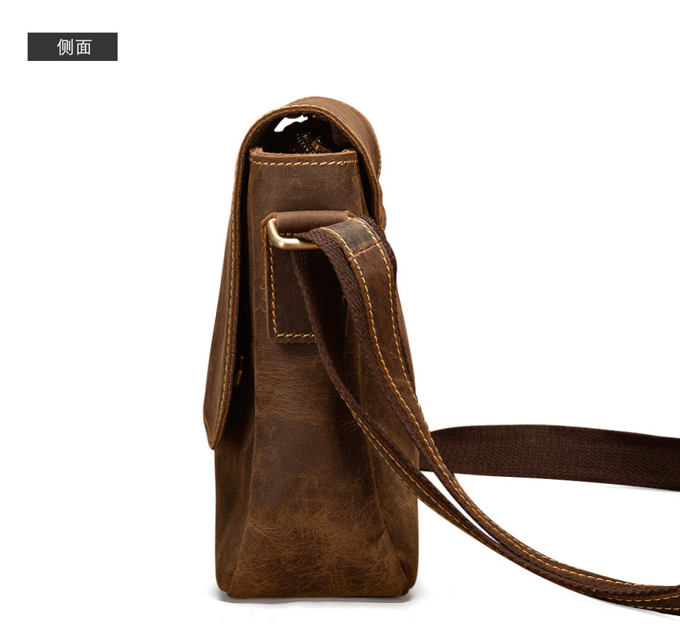 Men's shoulder bag Genuine cowhide leather retro crossbody bag for men