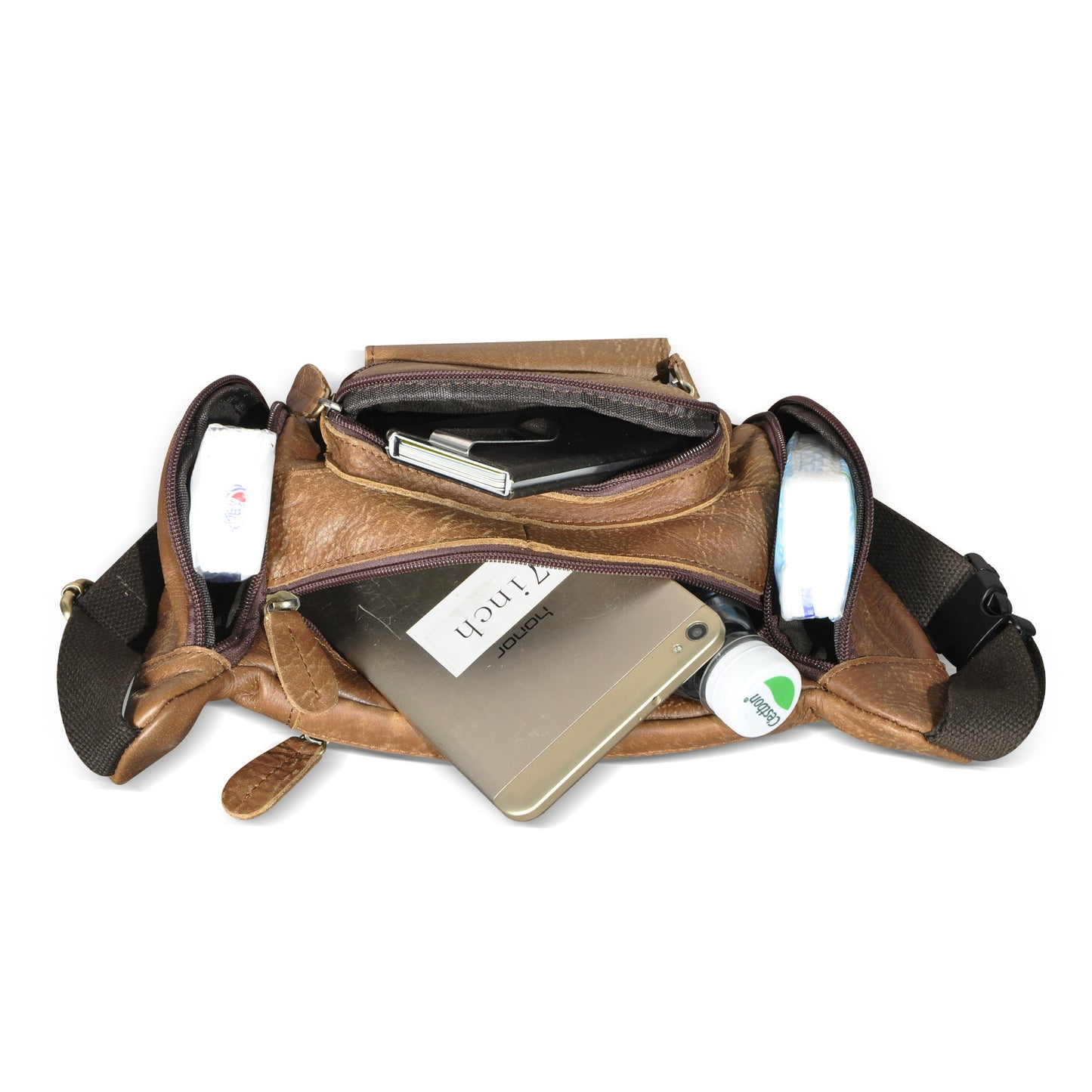 Men's waist pouch cowhide genuine leather fashion retro outdoor bust bag for men