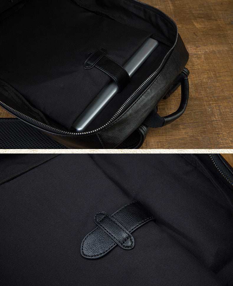 Men's Rucksack Genuine Cowhide Leather Handmade Original Unique Fashion Travel Bag for Men