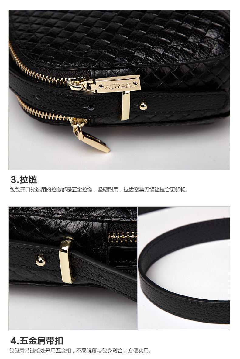 Genuine leather woven women's bag All-in-one crossbody bag Stylish and simple Cowhide shoulder bag that goes with anything. Pochette