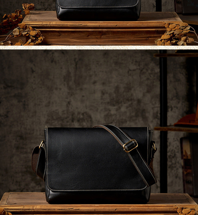 Men's Shoulder Bag Original Handmade Genuine Cowhide Leather Casual Messenger Bag Crossbody Bag