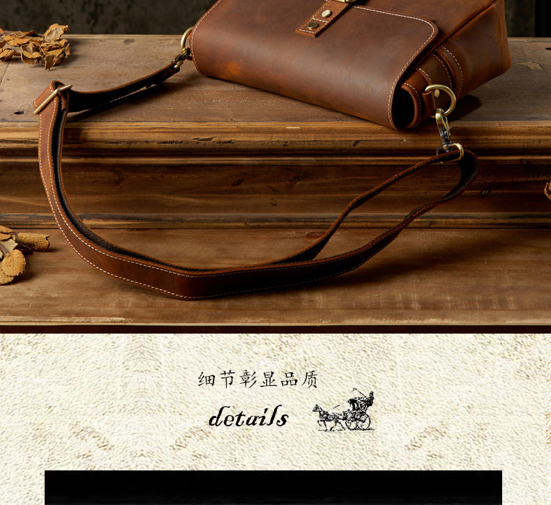 Men's Shoulder Bag Made of Genuine Cowhide Leather Original Handmade Casual Crossbody Bag Messenger Bag for Men