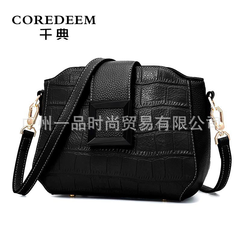 Genuine leather women's bag Crocodile pattern fashion crossbody bag Cowhide small bag that goes with anything Shoulder bag. Pochette