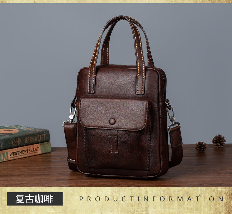 Men's Crossbody Bag Genuine Cowhide Leather Retro Casual Men's Handbag