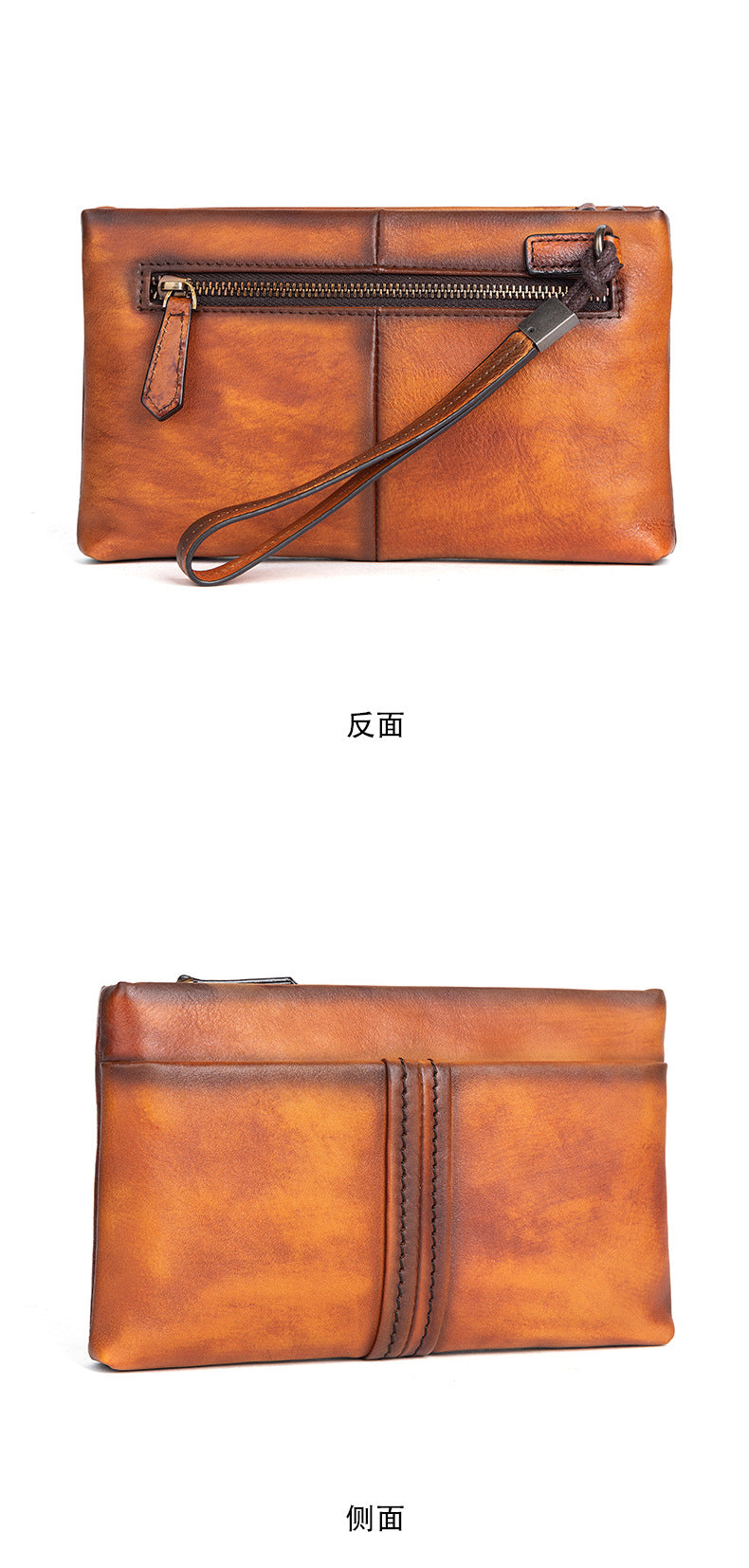 Men's Clutch Bag Genuine Cowhide Leather Retro Casual Men Bag